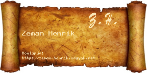 Zeman Henrik névjegykártya